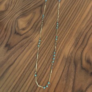 Stella & Dot Turquoise and Gold Tone Necklace